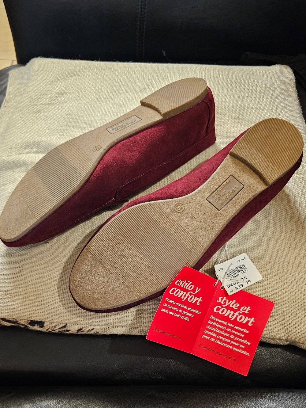 Burgundy Faux Suede Slip-On Loafers - Comfort Style Size 10 New With Tags - Picture 5 of 12
